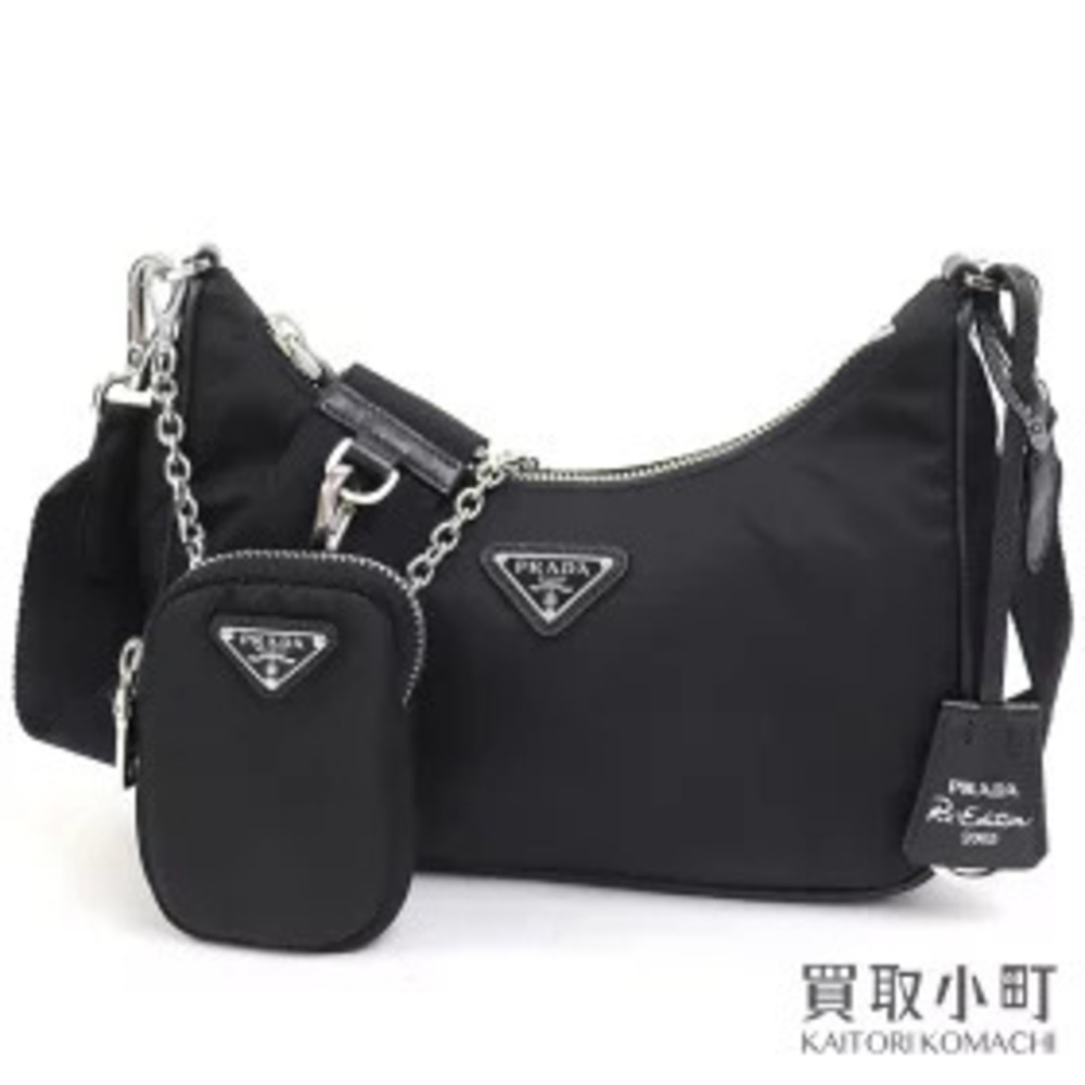 Prada Re Edition Re Bag Tessuto Saffiano Leather Black Triangle Messenger